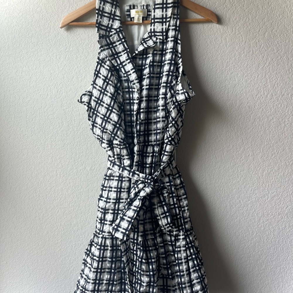 Maeve Black/White Collared Shirt Dress With Tie Size 12 - Picture 2 of 6